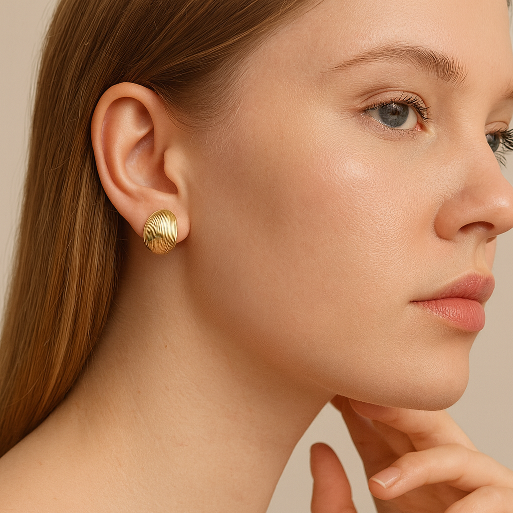Textured Gold Dome Stud Earrings - PEACORA