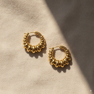 Textured Hoop Earrings with Stacked Rings