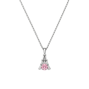 Eiffel Tower Pink Moissanite Necklace - PEACORA