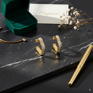 Wavy Zircon Hoop Earrings