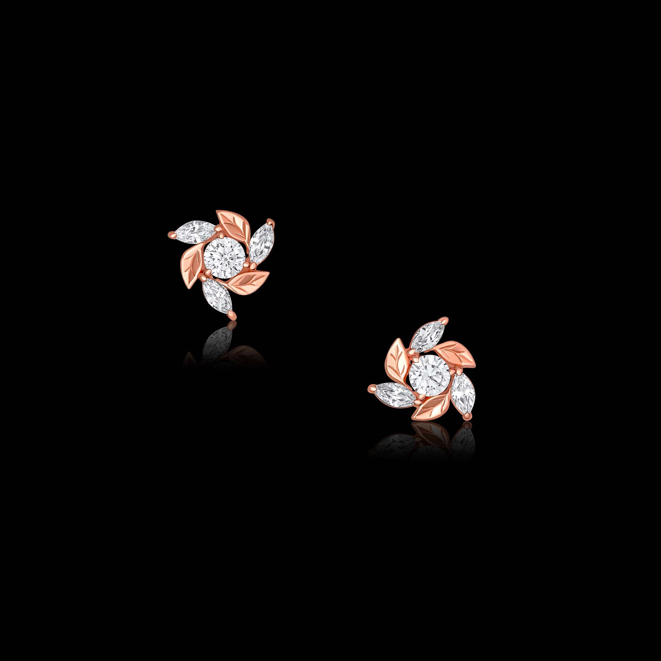 Goldleaf Facet Blossoms Studs - PEACORA