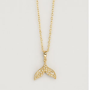 Gold Whale Tail Pendant Necklace - PEACORA