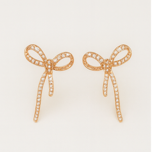 Delicate Bow Crystal Earrings - PEACORA