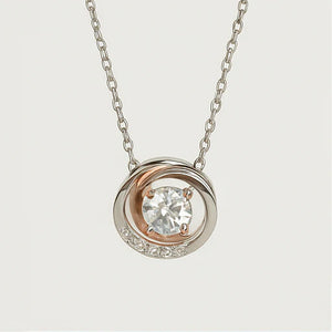 Two-Tone Circle Moissanite Pendant Necklace - PEACORA