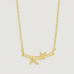 Gold Bamboo-Inspired Pendant Necklace - PEACORA