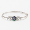 Iridescent Leaf Sterling Silver S925 Bracelet - PEACORA