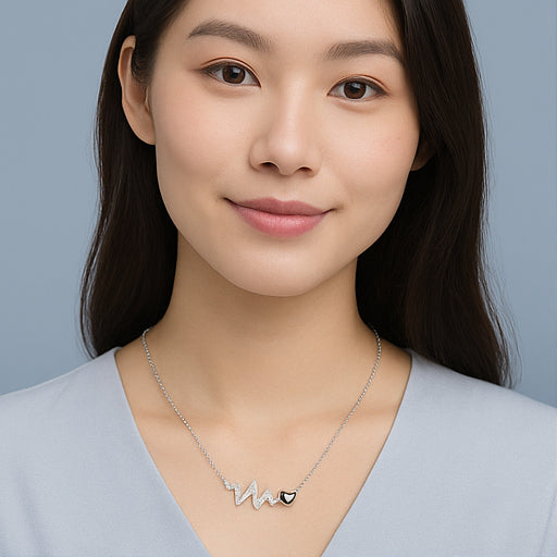 Heartbeat Necklace with Heart Accent - PEACORA