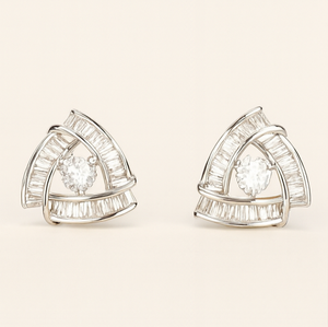 Triangular Baguette Diamond Earrings - PEACORA