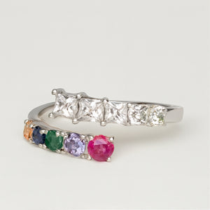 Rainbow Open Band Gemstone Ring - PEACORA