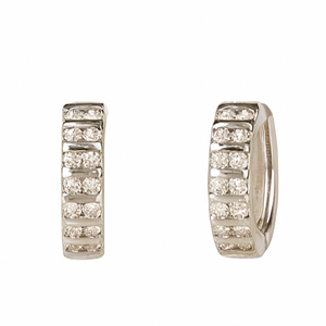 Elegant Diamond Row Hoop Earrings - PEACORA
