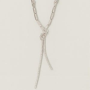 Baguette Cluster Lariat Bridal Necklace - PEACORA