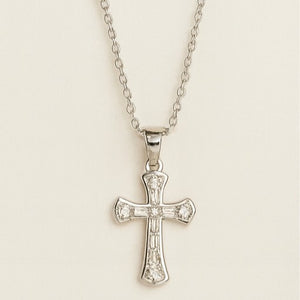Crystal Cross Pendant Necklace - PEACORA