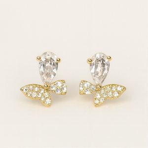 Elegant Gold Floral Stud Earrings - PEACORA