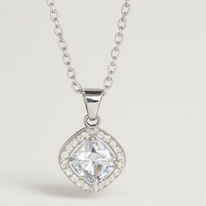 Cushion Halo Pendant Necklace - PEACORA