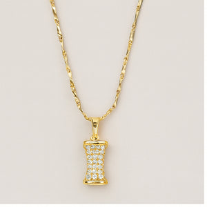 Golden Crystal Barrel Pendant Necklace - PEACORA