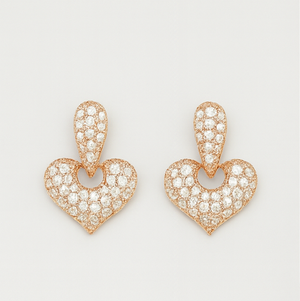 Rose Gold Sparkling Heart Drops - PEACORA