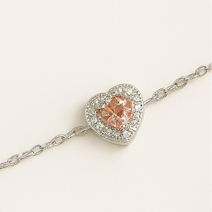 Peach Heart Sterling Silver Bracelet - PEACORA
