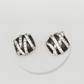 Black Enamel Pavé Stud Earrings - PEACORA