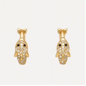 Golden Elephant Pavé Stud Earrings - PEACORA