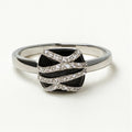 Black Enamel and Crystal Accent Ring - PEACORA