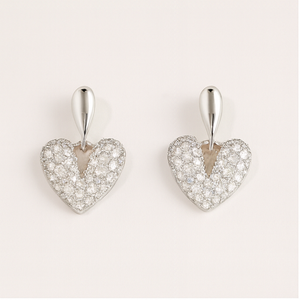 Radiant Heart Drop Stud Earrings - PEACORA
