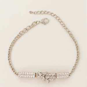 Baguette Cluster Sterling Silver S925 Bracelet - PEACORA