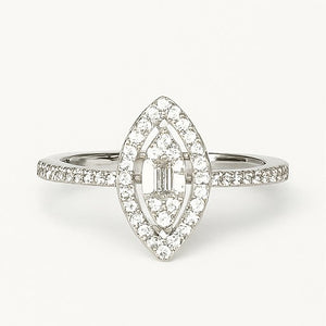 Marquise Double Halo Ring - PEACORA