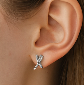 Crystal Ribbon Stud Earrings - PEACORA