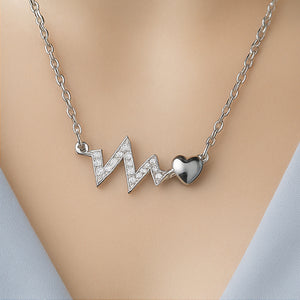 Heartbeat Necklace with Heart Accent - PEACORA