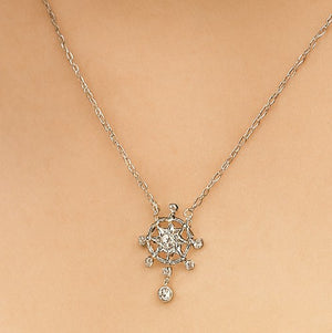 Sterling Silver Crystal Snowflake Necklace - PEACORA
