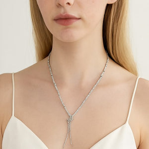 Baguette Cluster Lariat Bridal Necklace - PEACORA