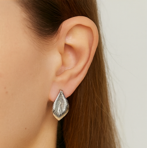 Silver Whisper Leaf Drop Earrings - PEACORA