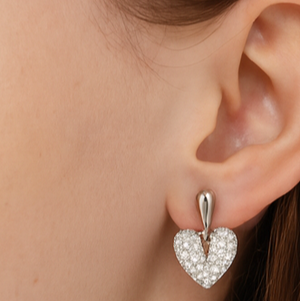 Radiant Heart Drop Stud Earrings - PEACORA