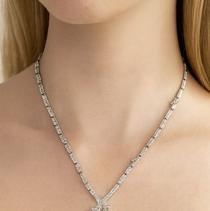 Baguette Cluster Lariat Bridal Necklace - PEACORA