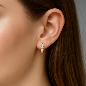 Elegant Gold Diamond Hoop Earrings - PEACORA