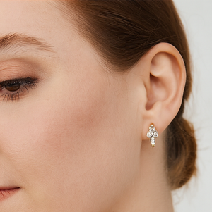 Floral Diamond Gold Hoop Earrings - PEACORA