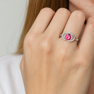 Pink Heart Halo Promise Ring - PEACORA