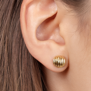 Classic Textured Gold Ball Studs - PEACORA