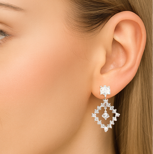 Princess Cut Diamond Drop Earrings - PEACORA