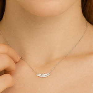 Silver Baguette Crystal Pendant Necklace - PEACORA