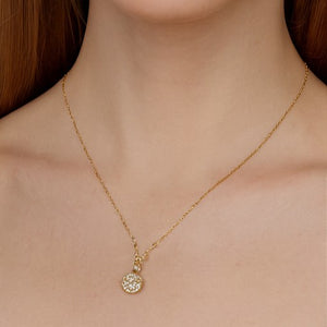 Gold Floral Halo Pendant Necklace - PEACORA