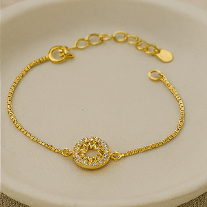 Starburst Circle Bracelet – Stainless Steel 14K Gold Plated - PEACORA