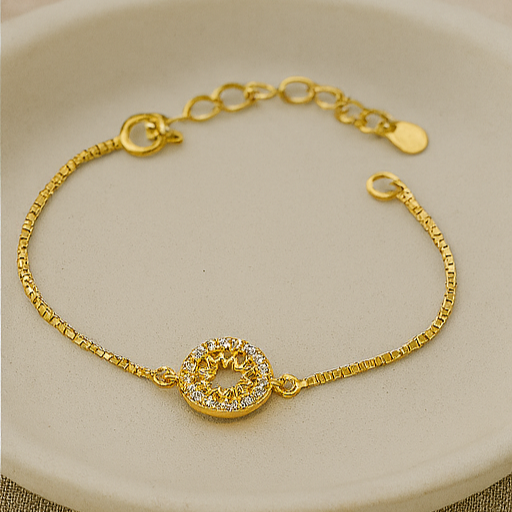 Starburst Circle Bracelet – Stainless Steel 14K Gold Plated - PEACORA