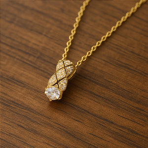 Gold Crystal Barrel Pendant Necklace - PEACORA