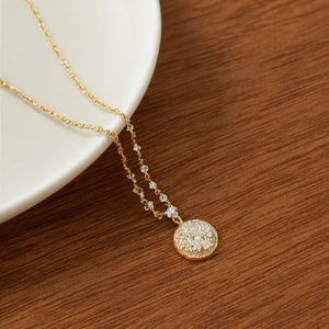 Gold Floral Halo Pendant Necklace - PEACORA