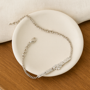 Baguette Cluster Sterling Silver S925 Bracelet - PEACORA