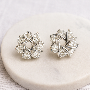 Radiant Floral Diamond Stud Earrings - PEACORA