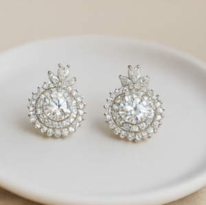 Radiant Blossom Halo Stud Earrings - PEACORA