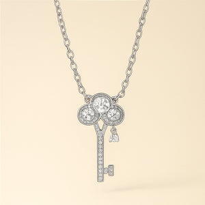 Sterling Silver Clover Key Necklace - PEACORA