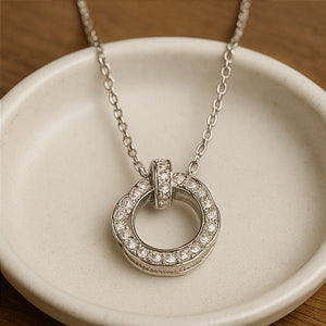 Timeless Crystal Circle Pendant Necklace - PEACORA